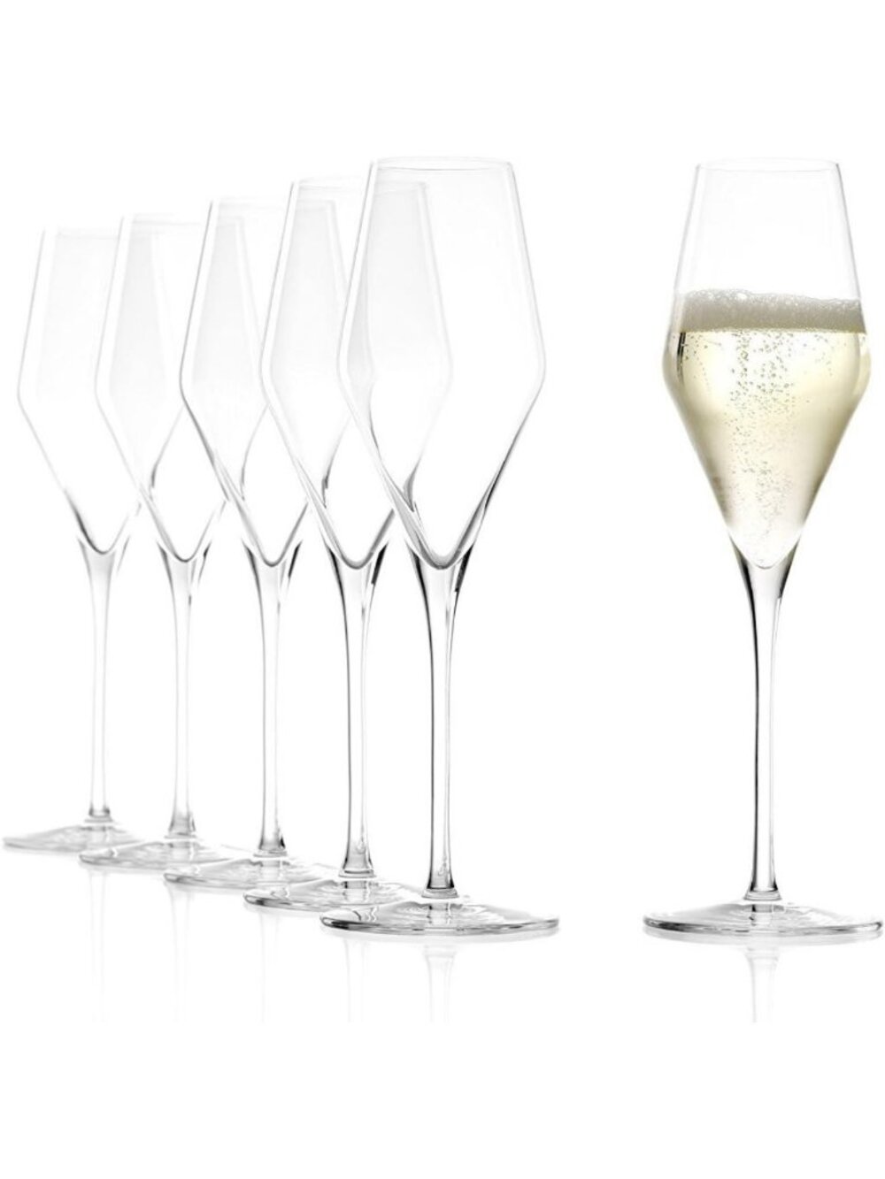 Elegant Crystal Champagne Glasses Set of 6, 9.75 oz - Perfect for Celebrations